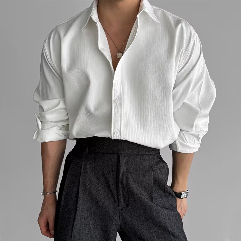 Textured Minimalist Long Sleeve Shirt Details 9