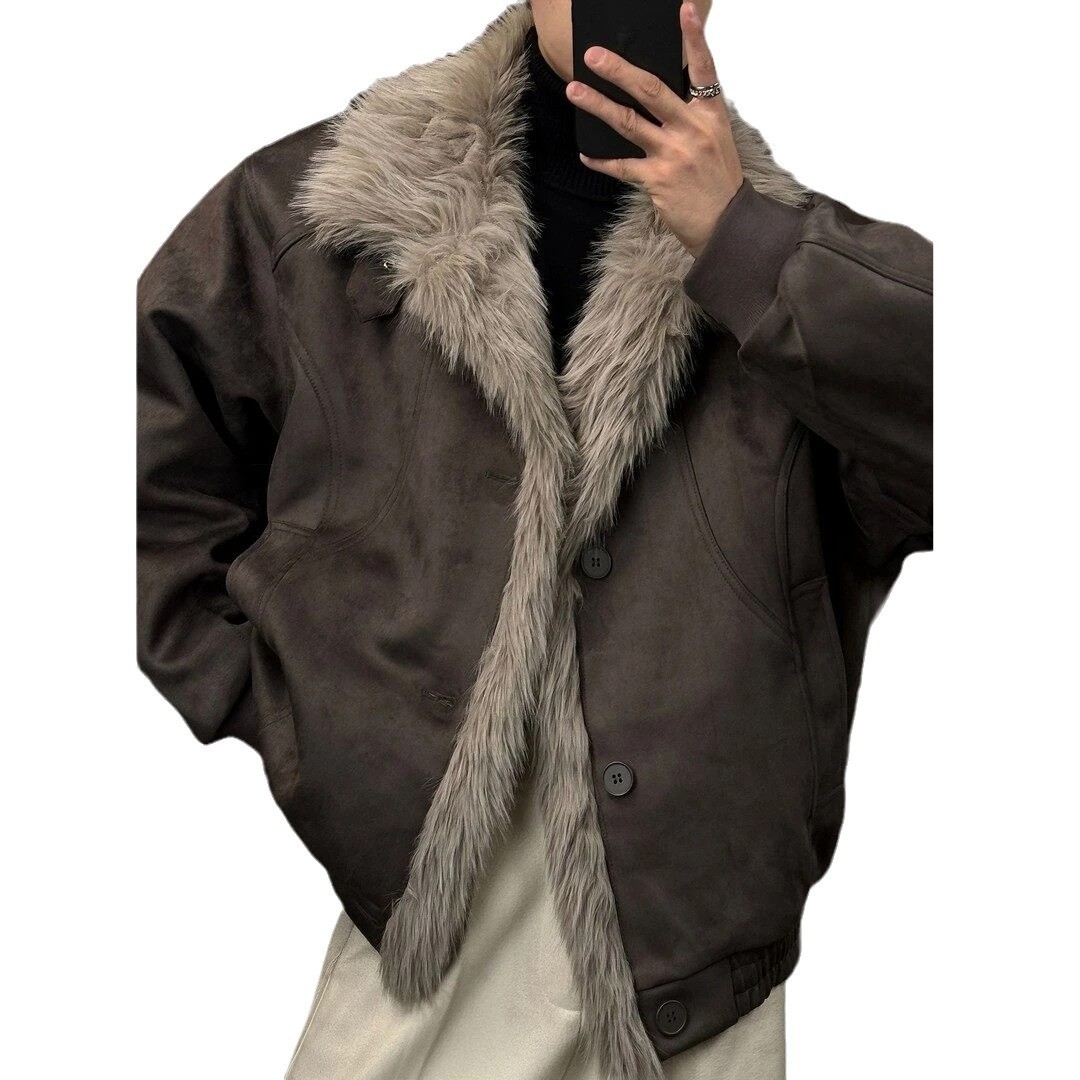 Vurzen Vintage Faux Shearling Aviator Jacket 3