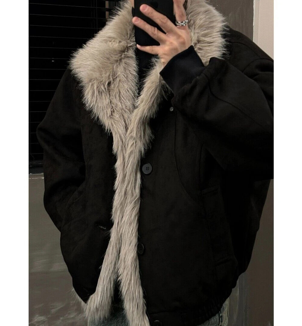 Vurzen Vintage Faux Shearling Aviator Jacket – Oversized Winter Coat