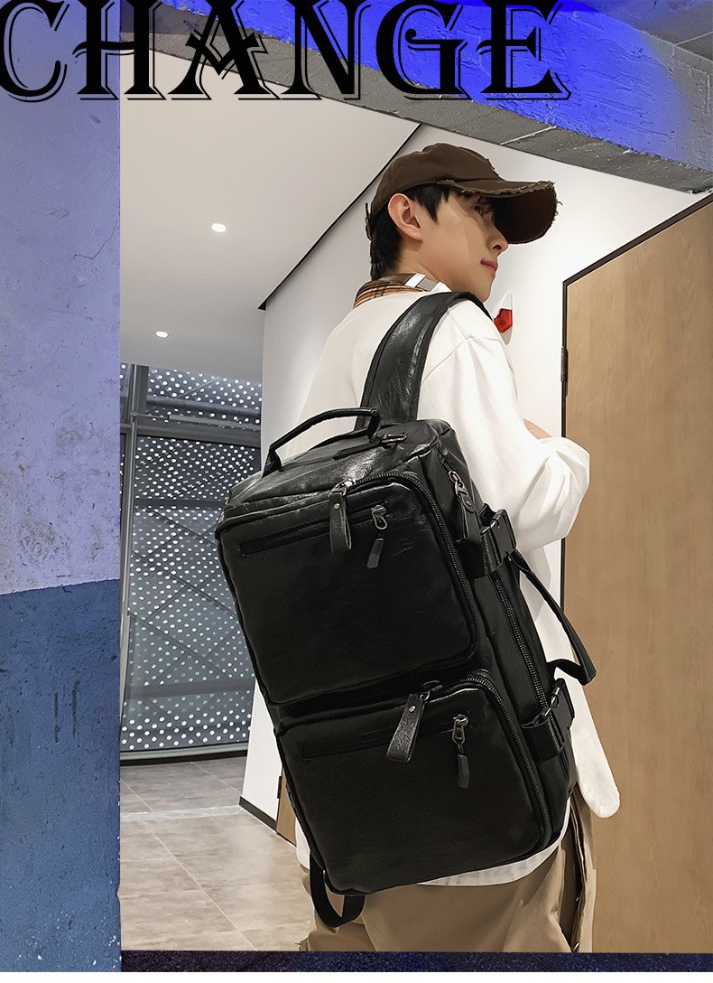 Vintage Multifunctional Large Capacity PU Travel Backpack