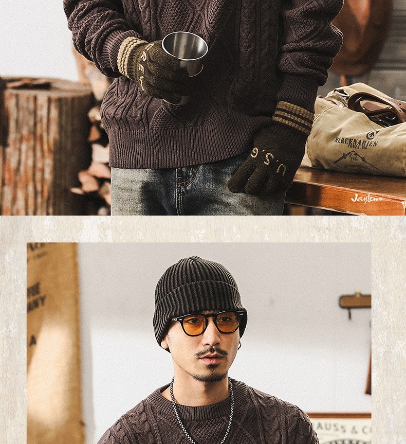 Vintage Thick Knit Pullover Sweater for Men