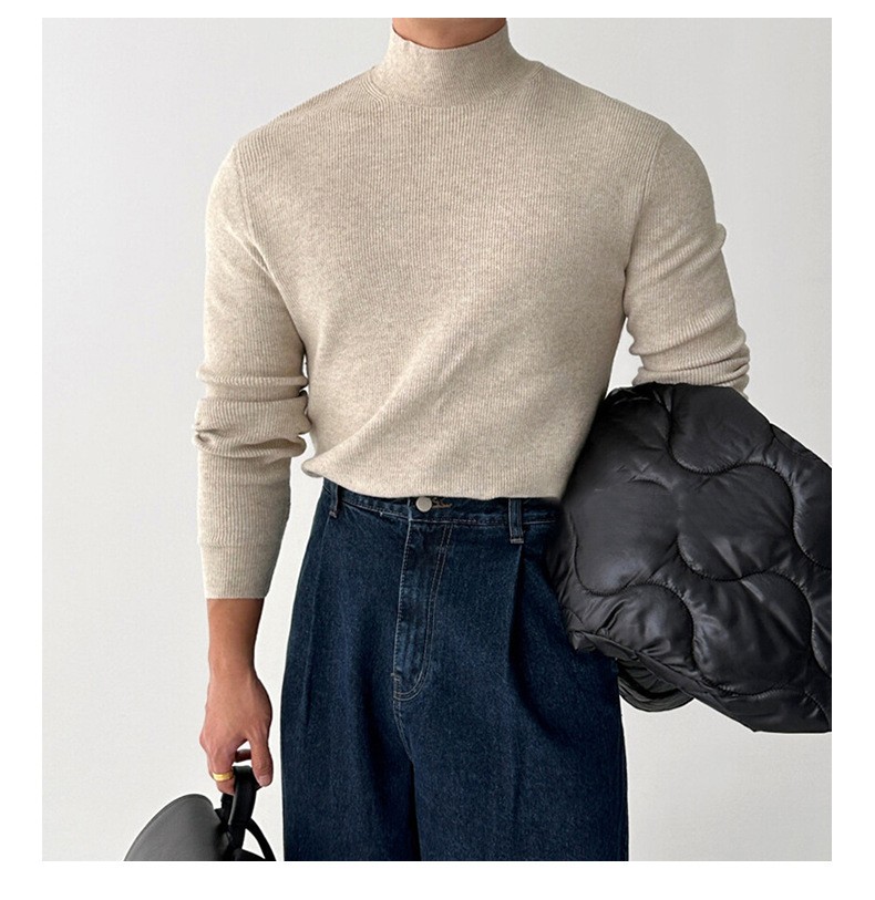 Slim Fit Half-Turtleneck Core-Spun Yarn Sweater Slim Fit Half-Turtleneck Core-Spun Yarn Sweater