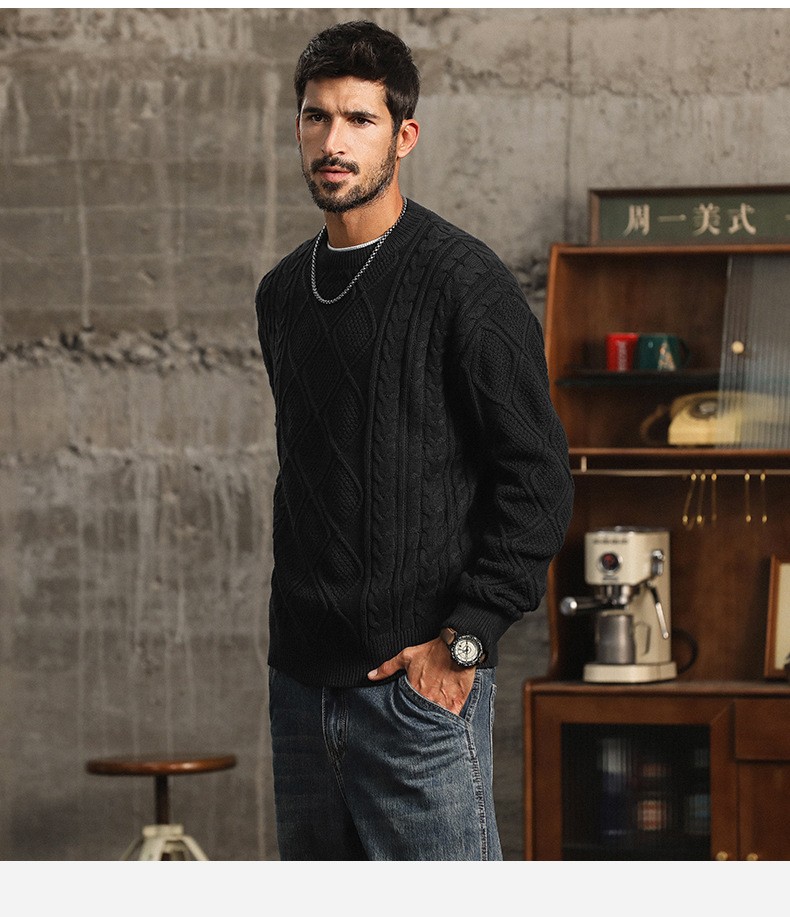 Vintage American Style Chunky Knit Cotton Sweater Vintage American Style Chunky Knit Cotton Sweater