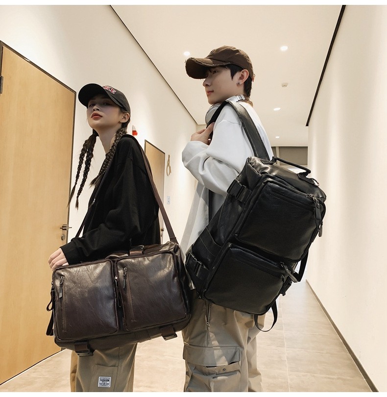 Vintage Multifunctional Large Capacity PU Travel Backpack