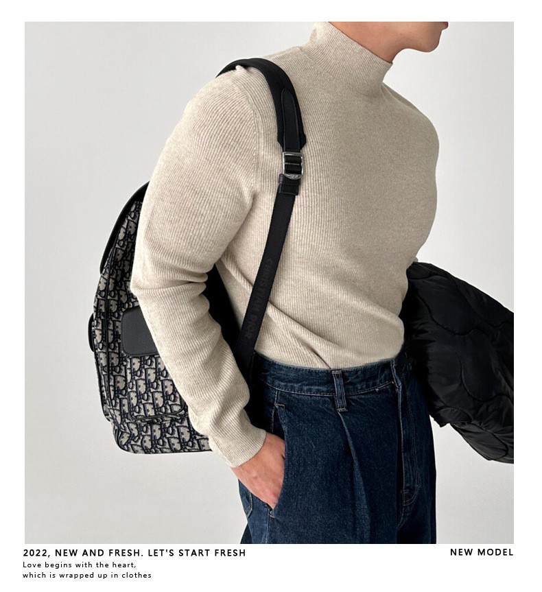 Slim Fit Half-Turtleneck Core-Spun Yarn Sweater Slim Fit Half-Turtleneck Core-Spun Yarn Sweater