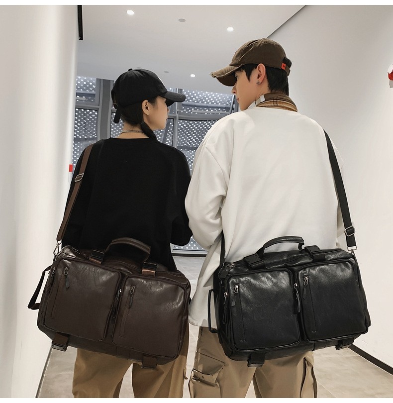 Vintage Multifunctional Large Capacity PU Travel Backpack