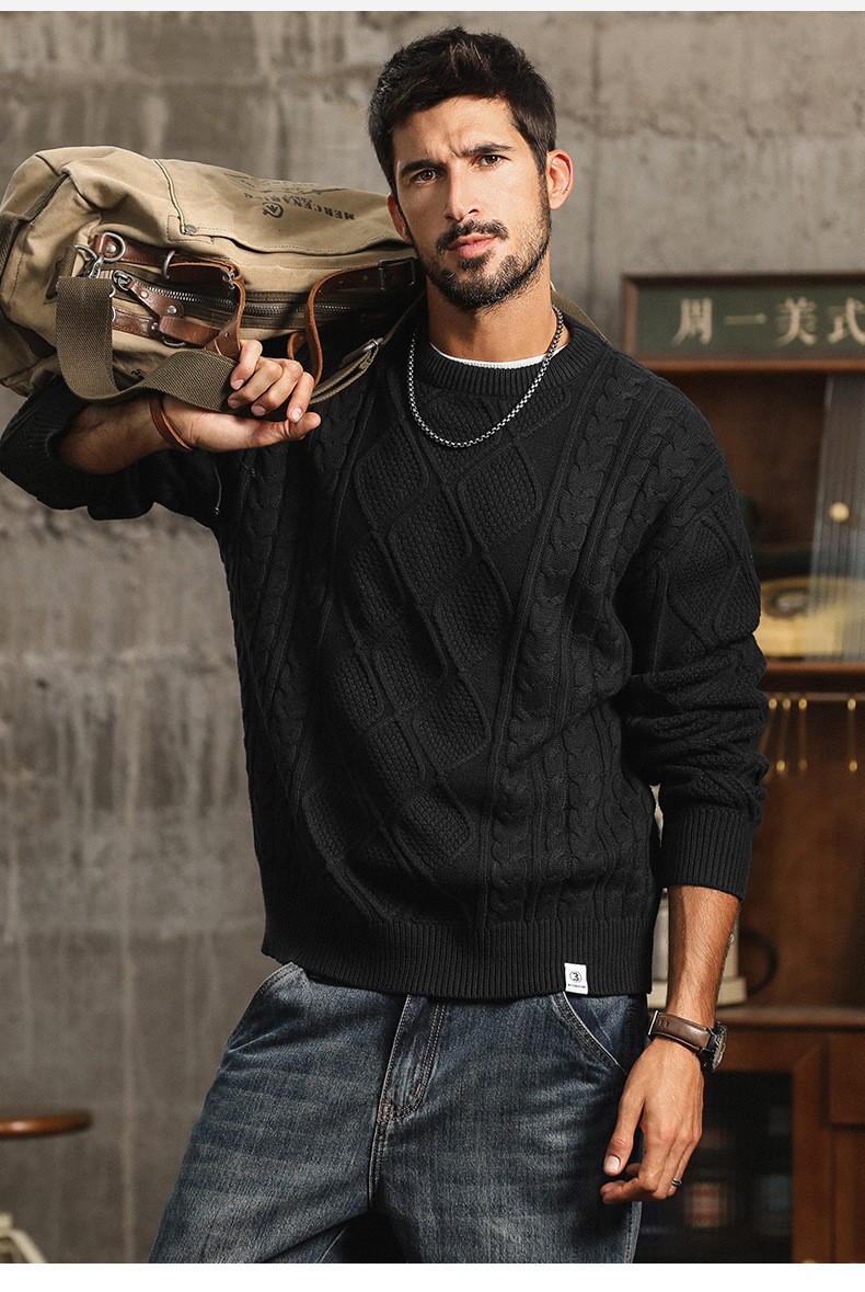 Vintage American Style Chunky Knit Cotton Sweater Vintage American Style Chunky Knit Cotton Sweater