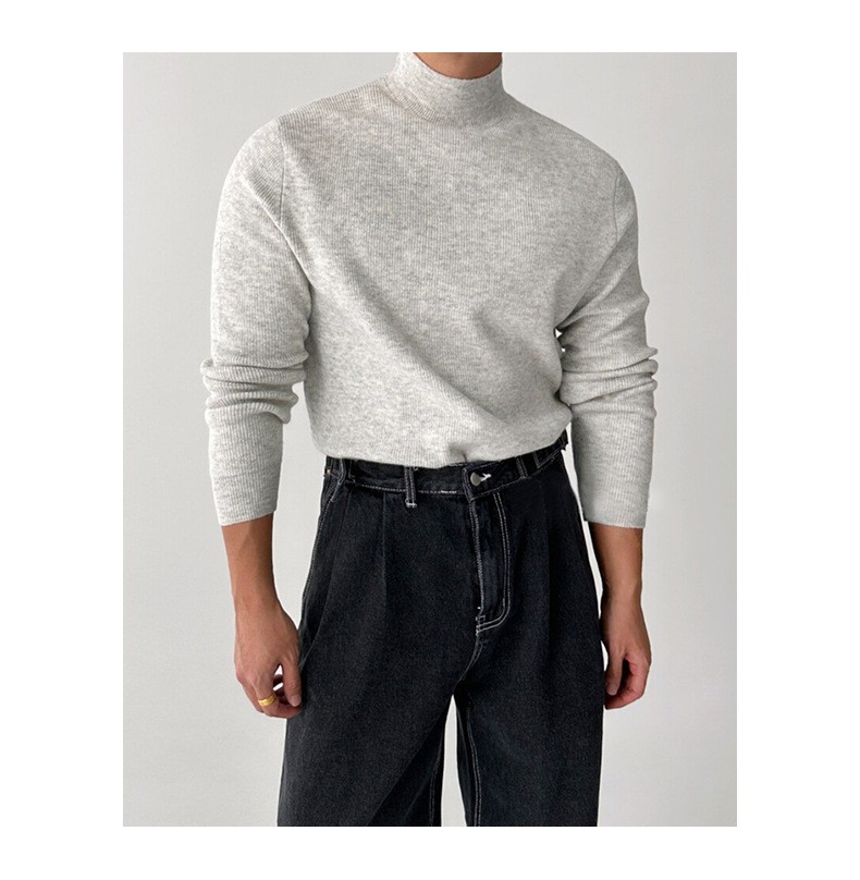 Slim Fit Half-Turtleneck Core-Spun Yarn Sweater Slim Fit Half-Turtleneck Core-Spun Yarn Sweater