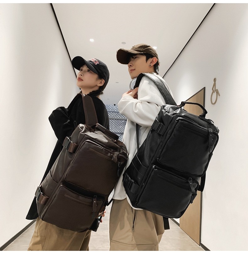 Vintage Multifunctional Large Capacity PU Travel Backpack