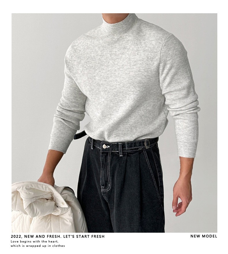 Slim Fit Half-Turtleneck Core-Spun Yarn Sweater Slim Fit Half-Turtleneck Core-Spun Yarn Sweater