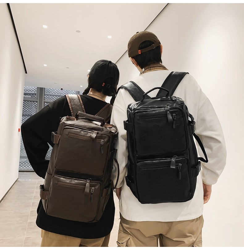 Vintage Multifunctional Large Capacity PU Travel Backpack