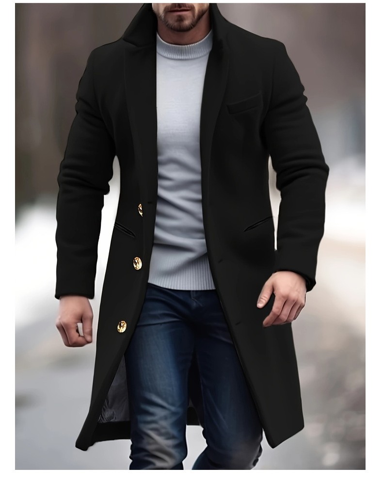 2024 Men's Slim Wool Blend Mid-Length Coat