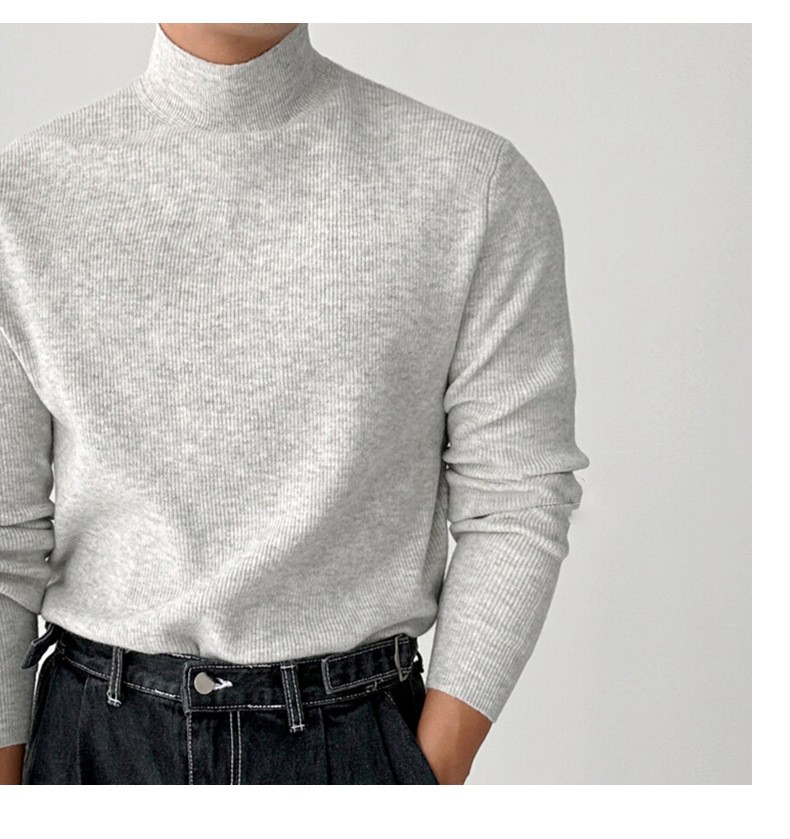 Slim Fit Half-Turtleneck Core-Spun Yarn Sweater Slim Fit Half-Turtleneck Core-Spun Yarn Sweater