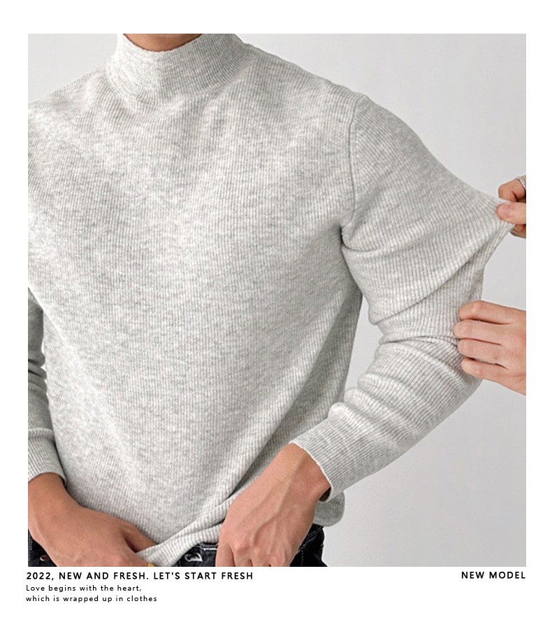 Slim Fit Half-Turtleneck Core-Spun Yarn Sweater Slim Fit Half-Turtleneck Core-Spun Yarn Sweater