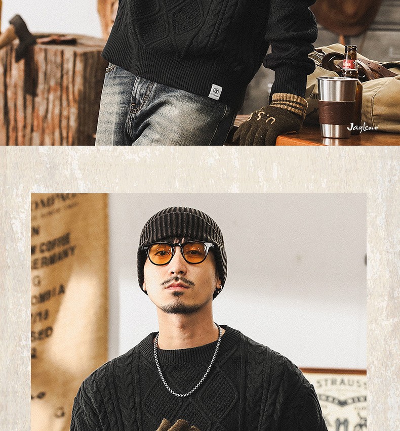 Vintage Thick Knit Pullover Sweater for Men