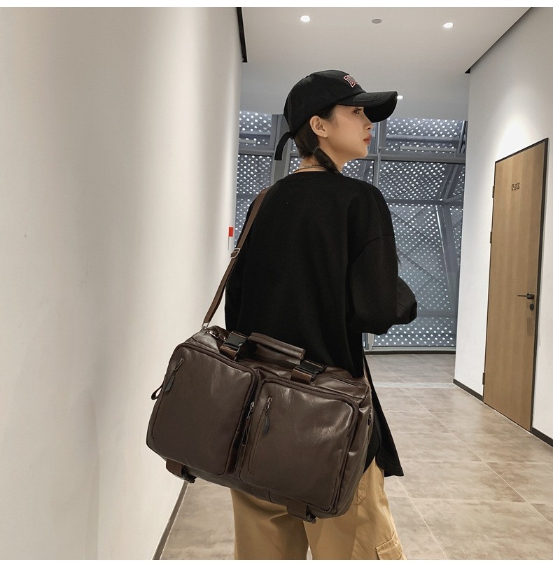 Vintage Multifunctional Large Capacity PU Travel Backpack