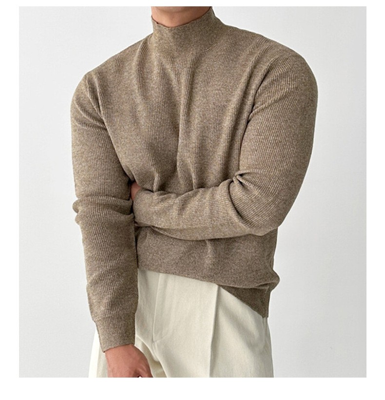 Slim Fit Half-Turtleneck Core-Spun Yarn Sweater Slim Fit Half-Turtleneck Core-Spun Yarn Sweater