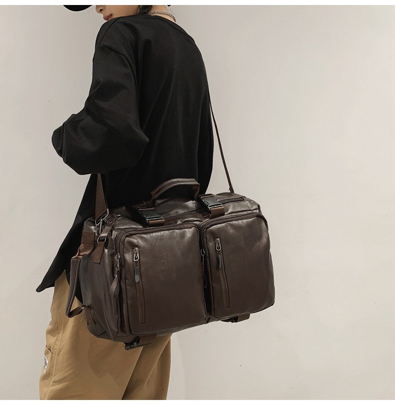 Vintage Multifunctional Large Capacity PU Travel Backpack