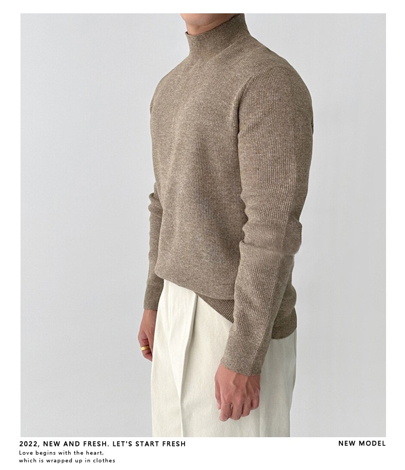 Slim Fit Half-Turtleneck Core-Spun Yarn Sweater Slim Fit Half-Turtleneck Core-Spun Yarn Sweater