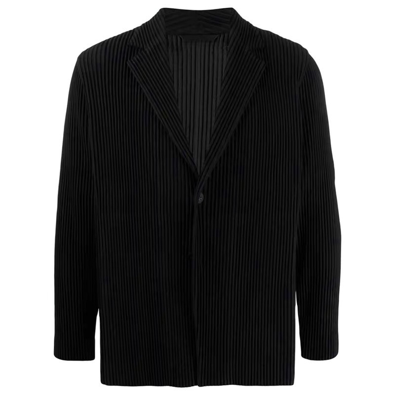 Fully Lined Japanese Miyake-Inspired Pleated Blazer - Relaxed Fit Casual Suit Jacket JD201
