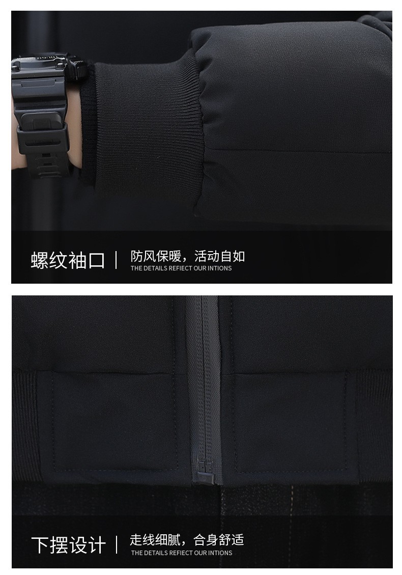 Men's Thick Winter Polyester Zip-up Jacket Men