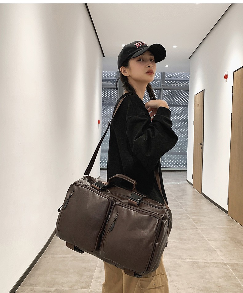 Vintage Multifunctional Large Capacity PU Travel Backpack