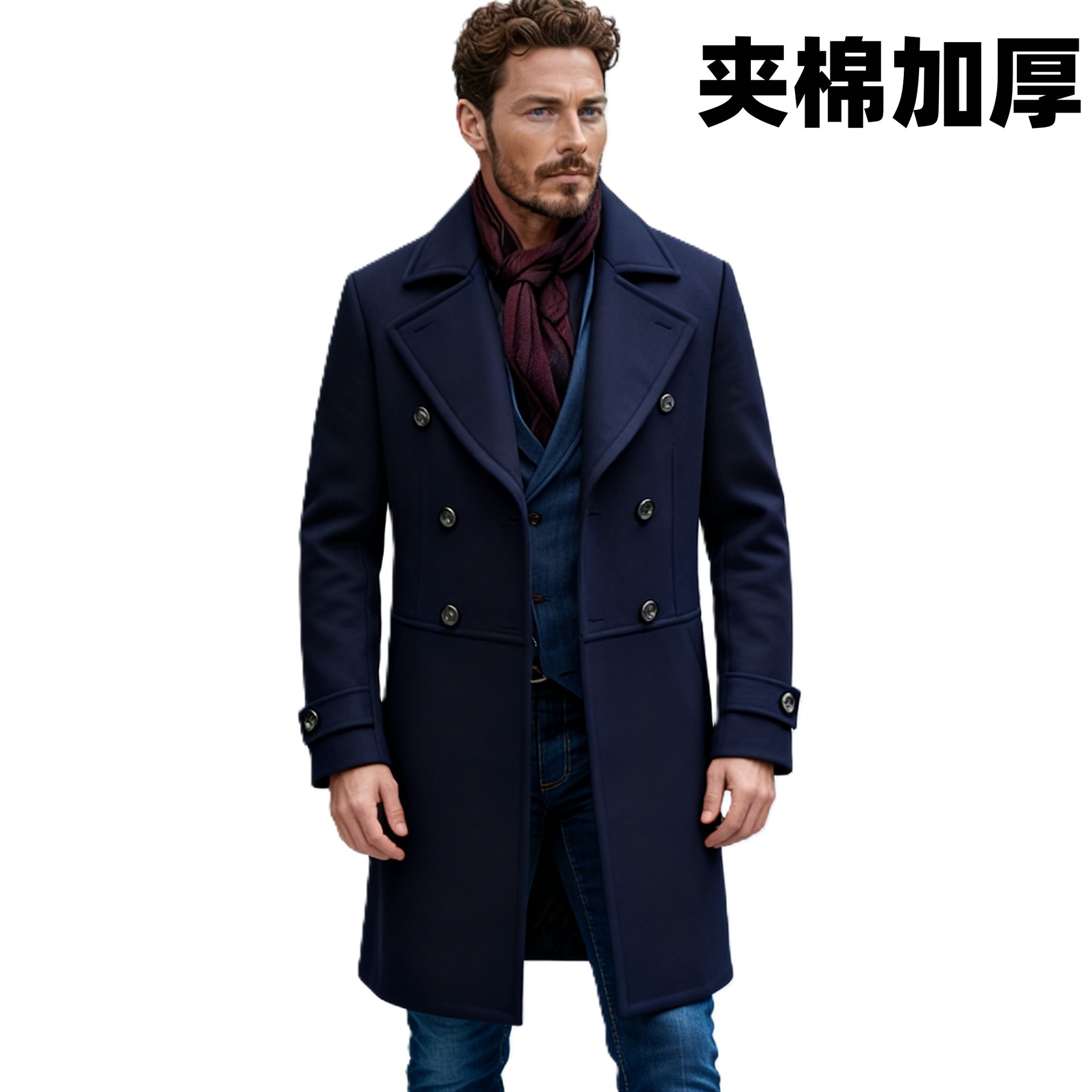 2024 Men's Slim Wool Blend Mid-Length Coat