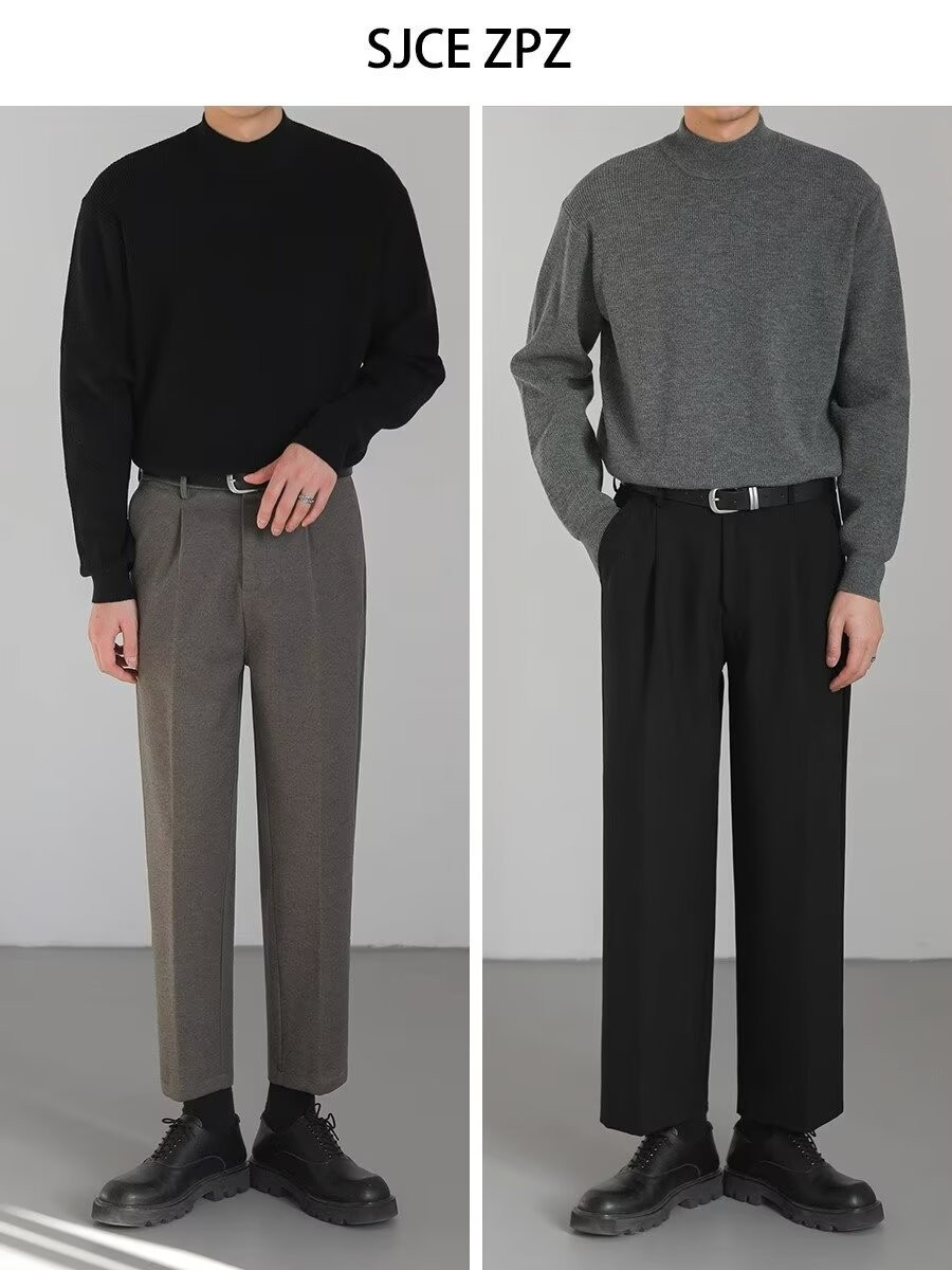 Vintage Style Men’s Half-Turtleneck Knit Sweater