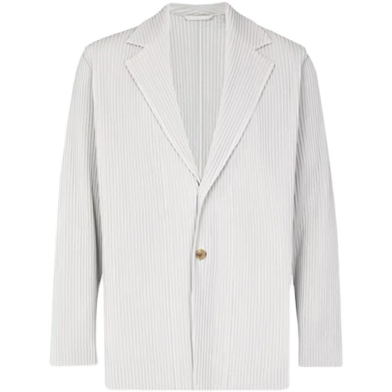 Fully Lined Japanese Miyake-Inspired Pleated Blazer - Relaxed Fit Casual Suit Jacket JD201