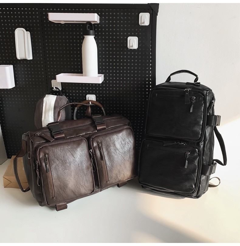 Vintage Multifunctional Large Capacity PU Travel Backpack