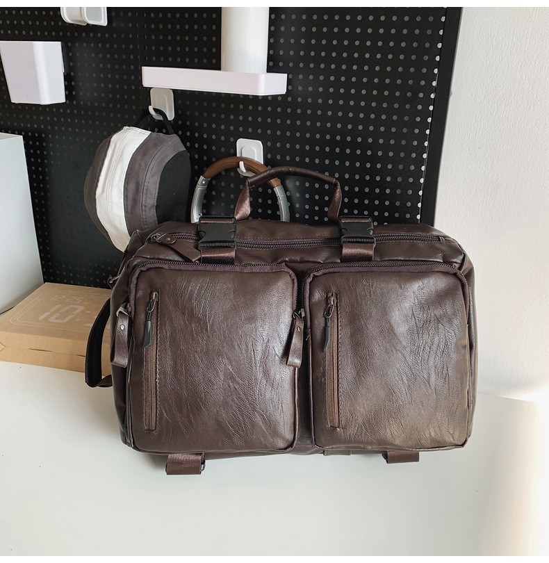 Vintage Multifunctional Large Capacity PU Travel Backpack