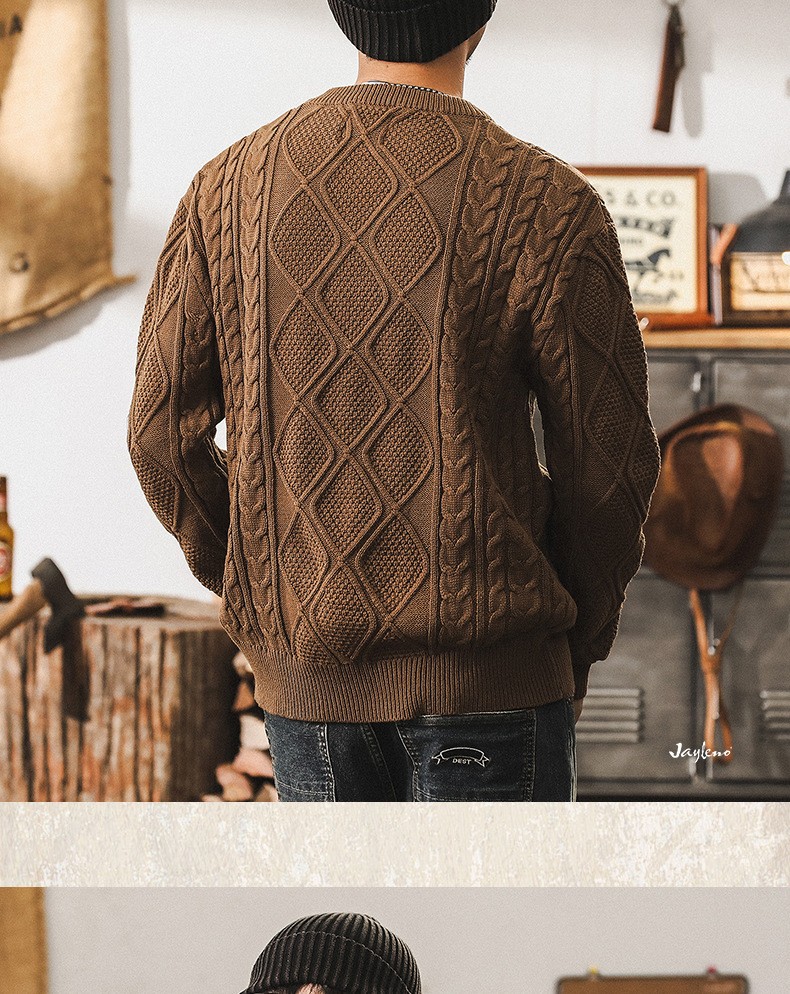 Vintage Thick Knit Pullover Sweater for Men