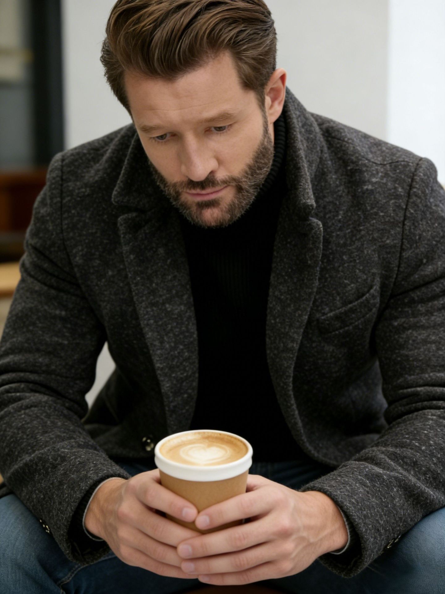 2024 Men's Slim Wool Blend Mid-Length Coat