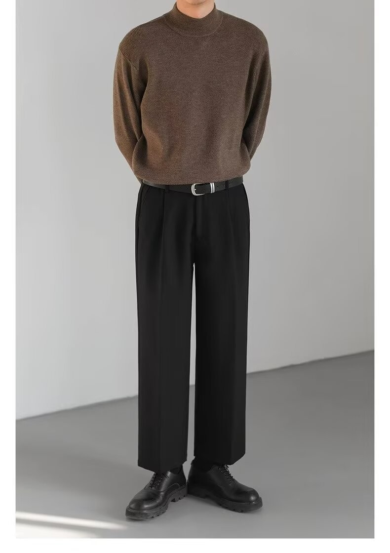 Vintage Style Men’s Half-Turtleneck Knit Sweater