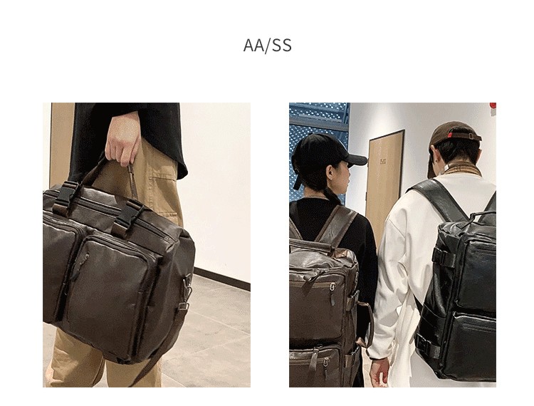 Vintage Multifunctional Large Capacity PU Travel Backpack