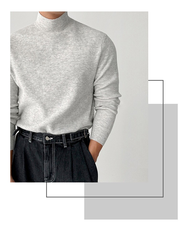 Slim Fit Half-Turtleneck Core-Spun Yarn Sweater Slim Fit Half-Turtleneck Core-Spun Yarn Sweater