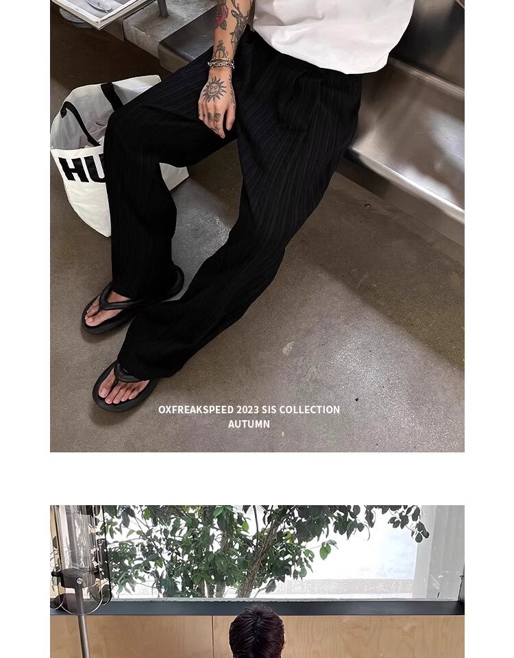 2025 Summer American Vintage Soft Textured Single Pleat Straight Leg Casual Pants - Loose Wide Leg Long Pants in White