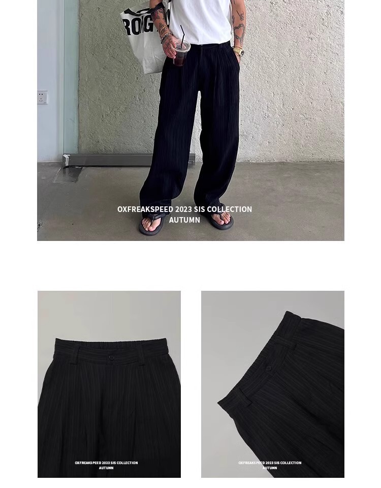 2025 Summer American Vintage Soft Textured Single Pleat Straight Leg Casual Pants - Loose Wide Leg Long Pants in White