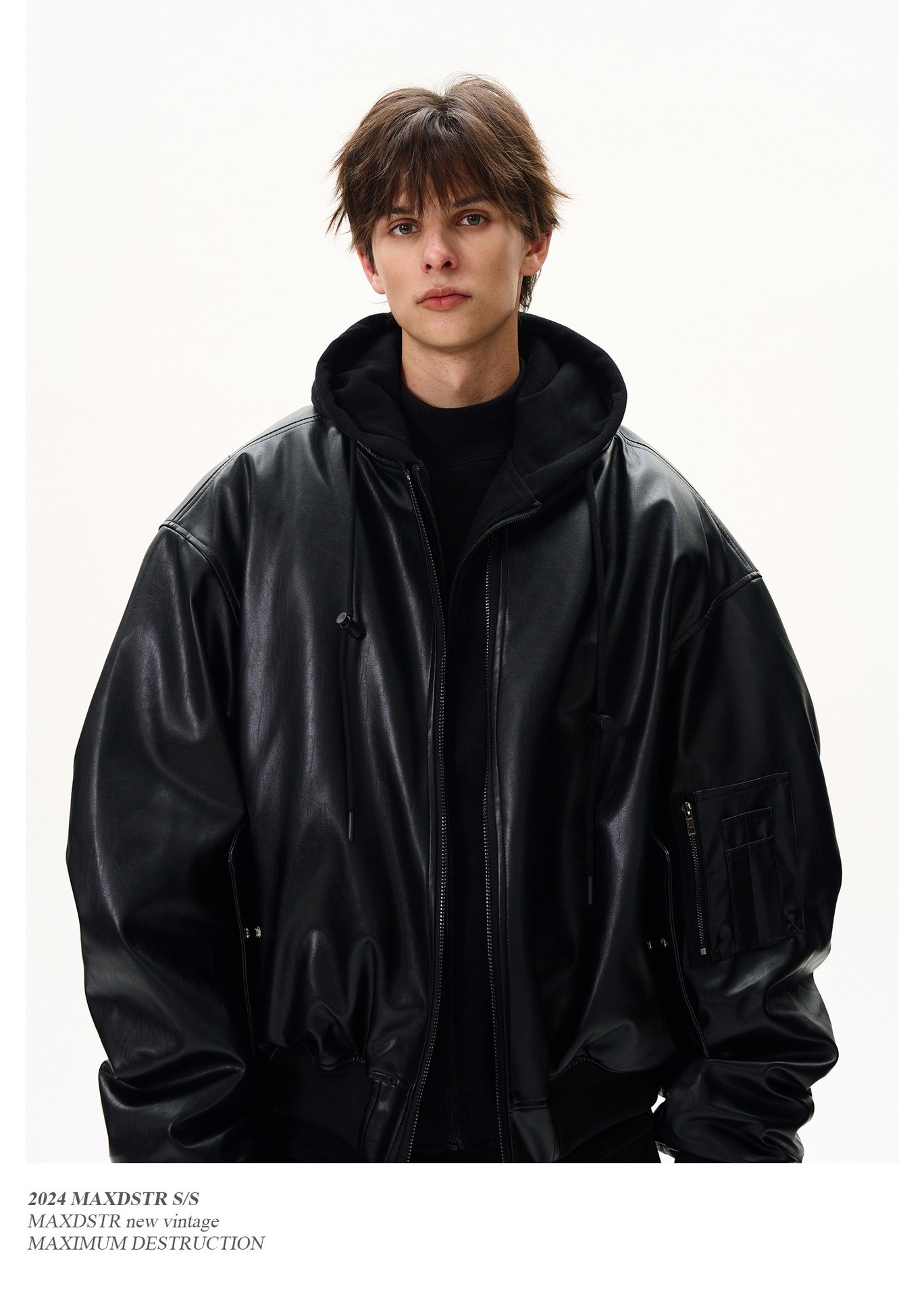MaxDstr Heavyweight PU Bomber Jacket Spring Autumn MaxDstr Heavyweight PU Bomber Jacket Spring Autumn
