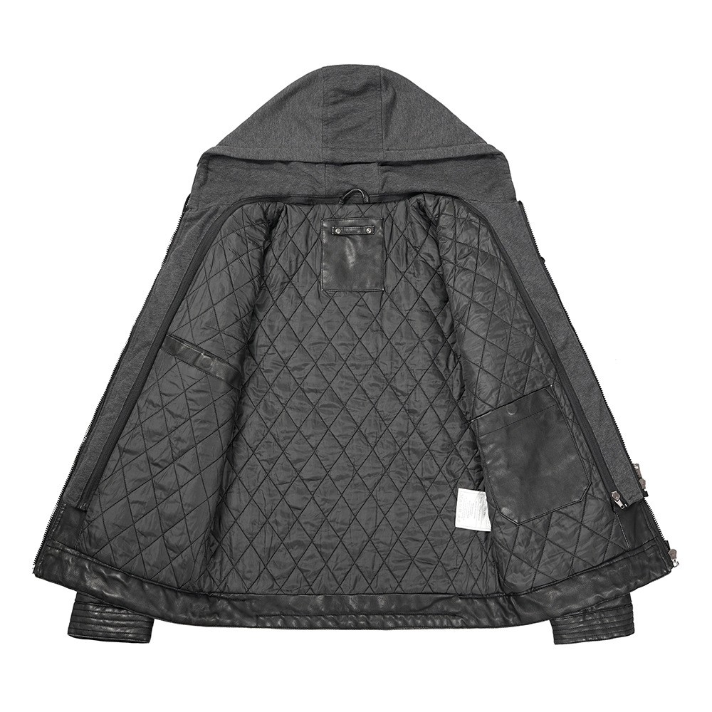 Men's PU Leather Punk Biker Jacket with Multi-Pockets Men