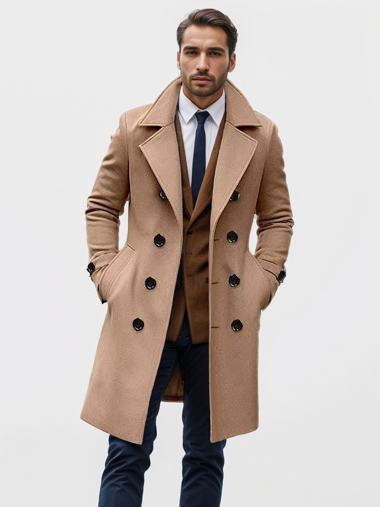 2024 Men's Slim Wool Blend Mid-Length Coat