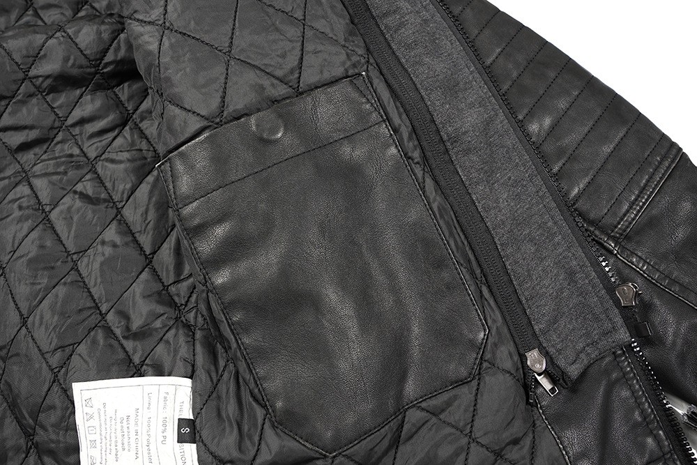 Men's PU Leather Punk Biker Jacket with Multi-Pockets Men