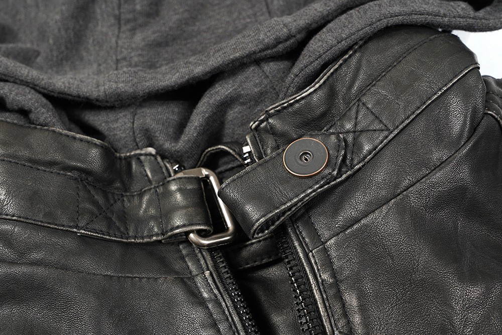 Men's PU Leather Punk Biker Jacket with Multi-Pockets Men