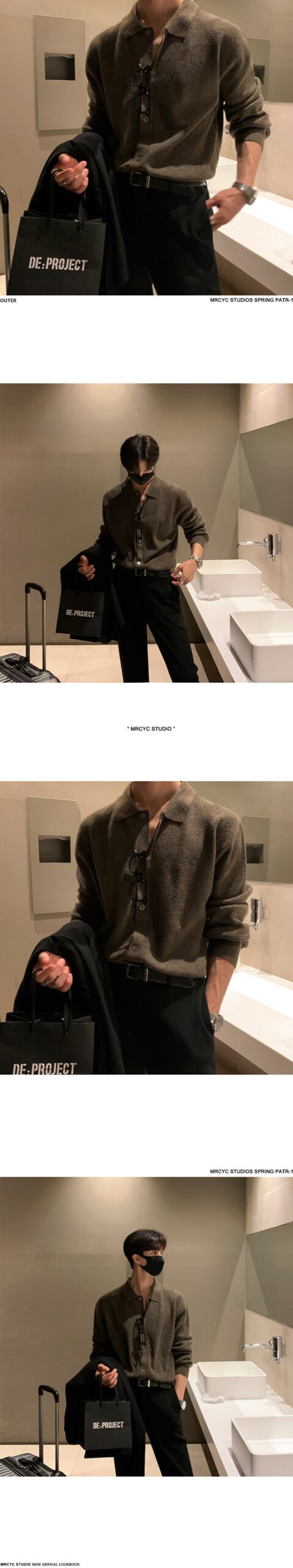 MYQ Men's Loose Fit Knit Polo Cardigan MYQ Men