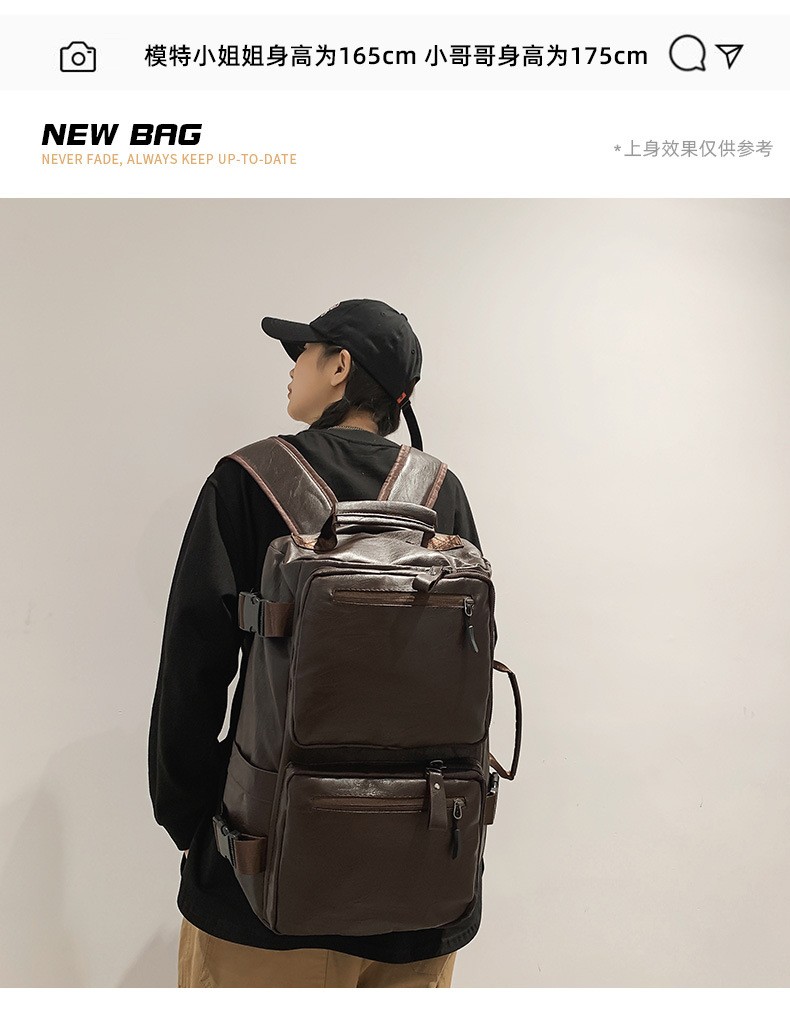 Vintage Multifunctional Large Capacity PU Travel Backpack