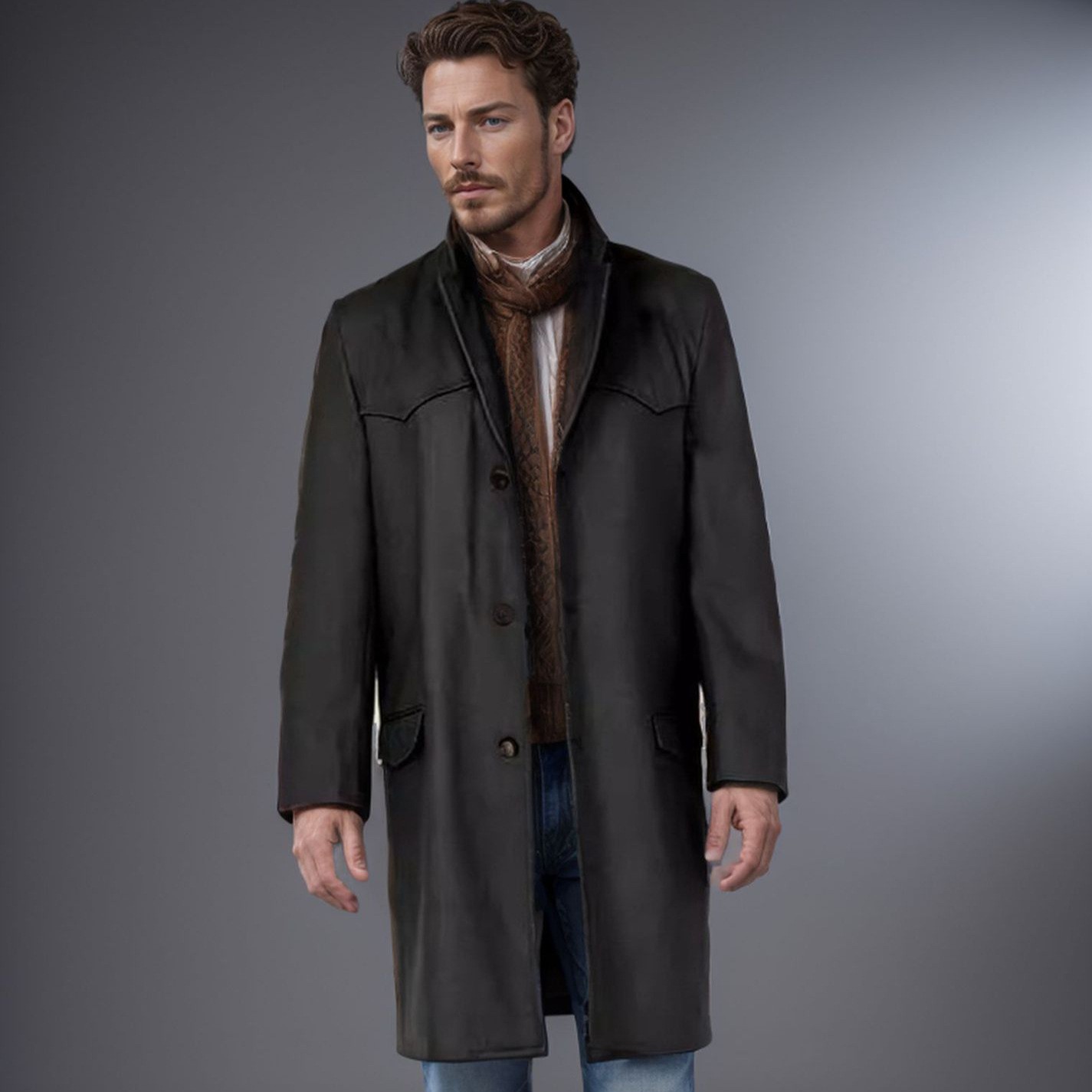 2024 Men's Slim Wool Blend Mid-Length Coat