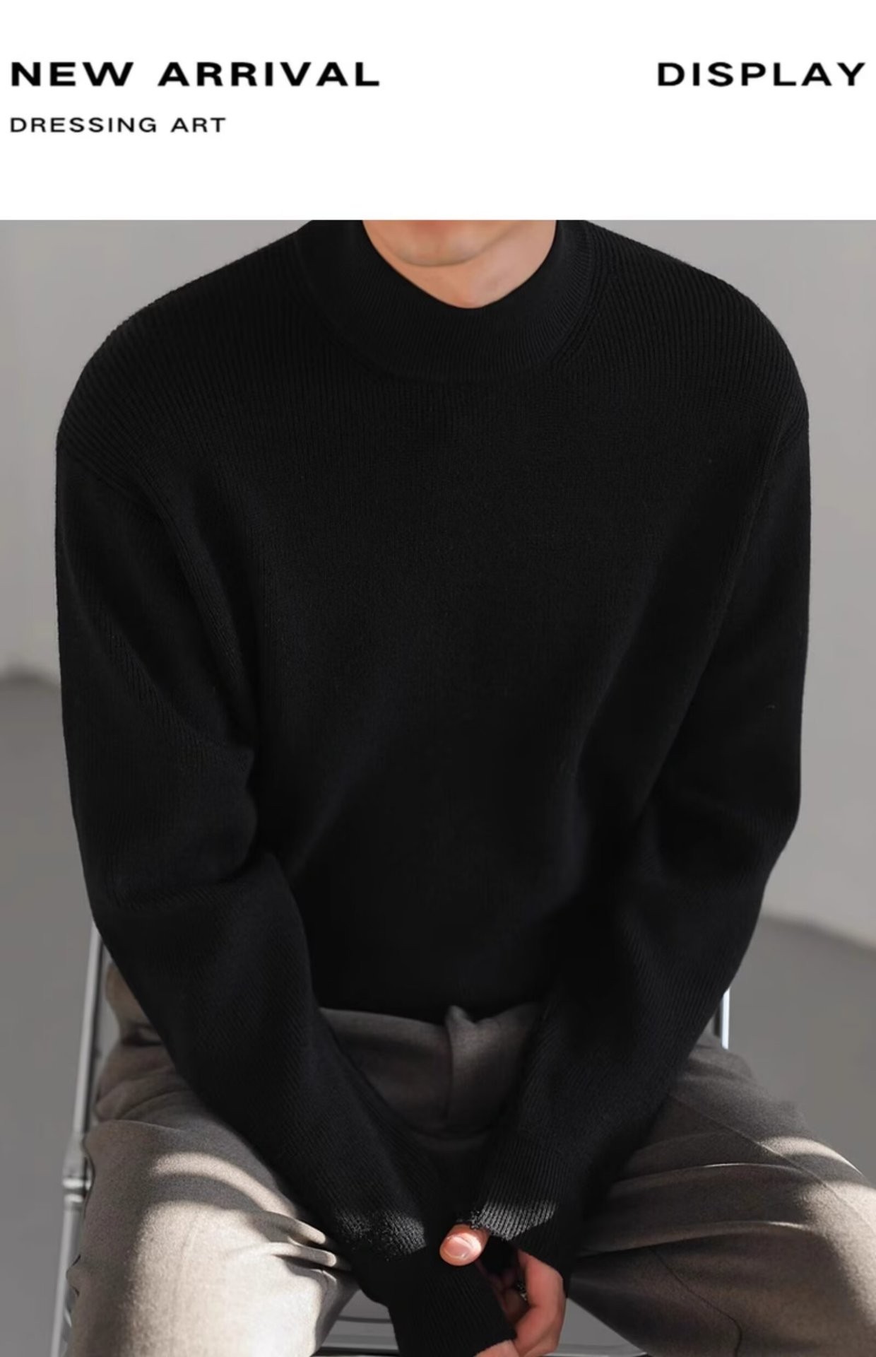 Vintage Style Men’s Half-Turtleneck Knit Sweater