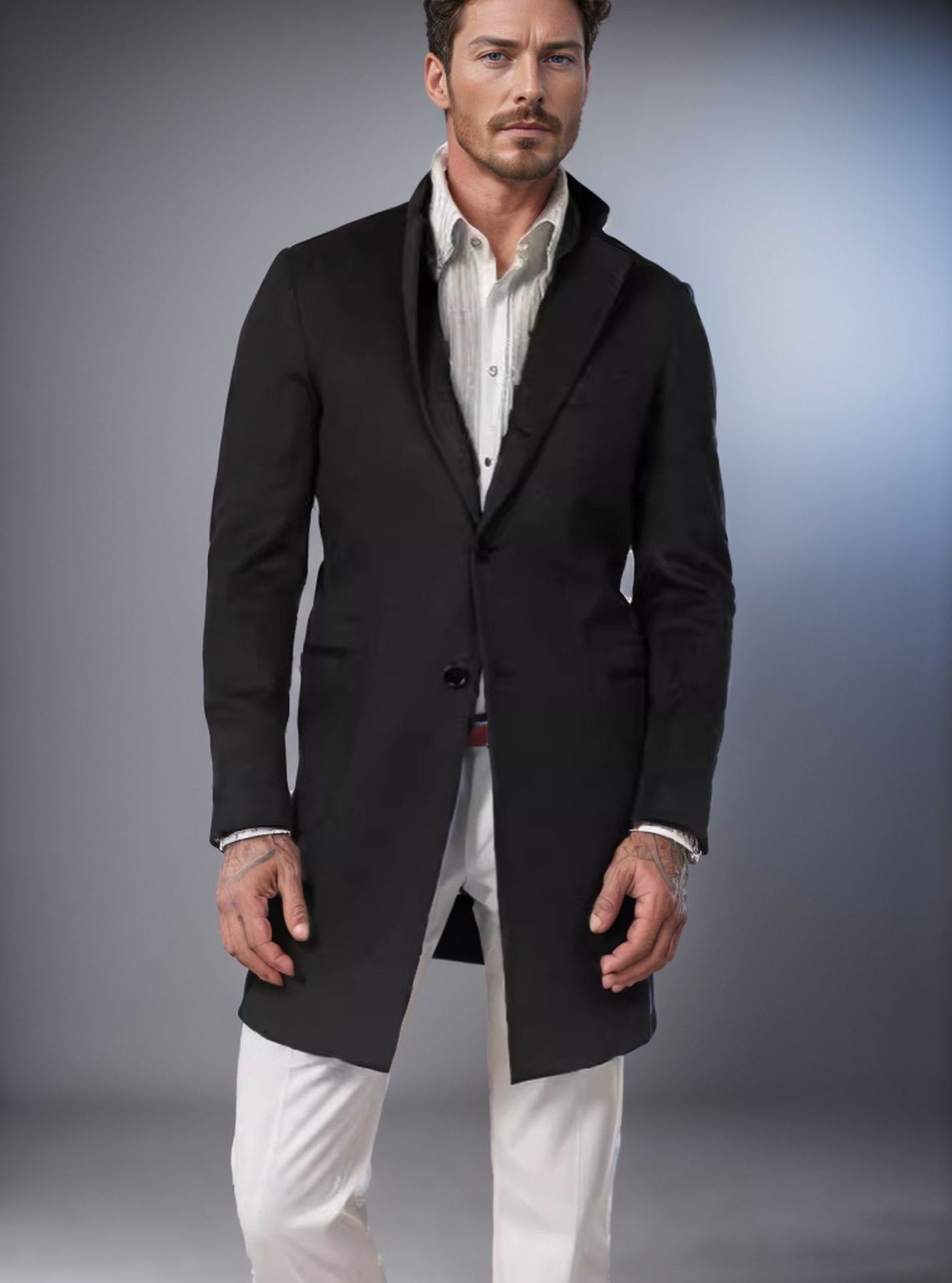 2024 Men's Slim Wool Blend Mid-Length Coat