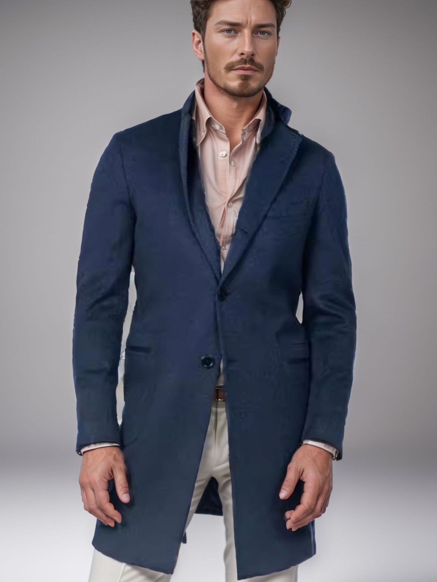 2024 Men's Slim Wool Blend Mid-Length Coat