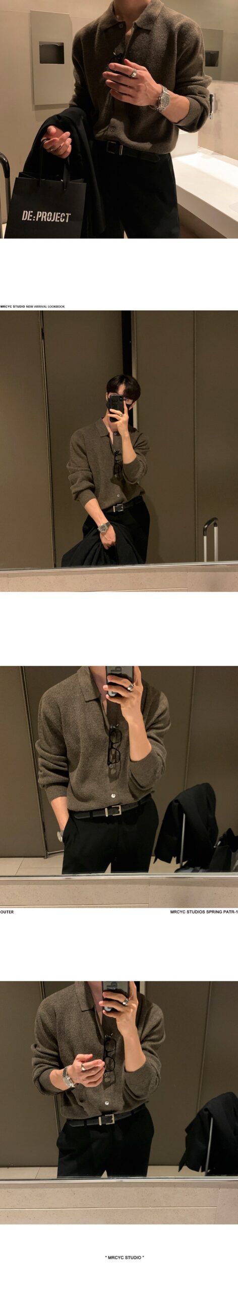 MYQ Men's Loose Fit Knit Polo Cardigan MYQ Men